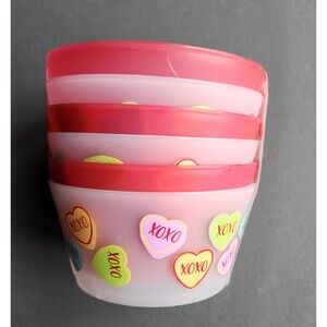 Valentine Hearts Hugs Kisses Plastic Bowls Cereal Snack